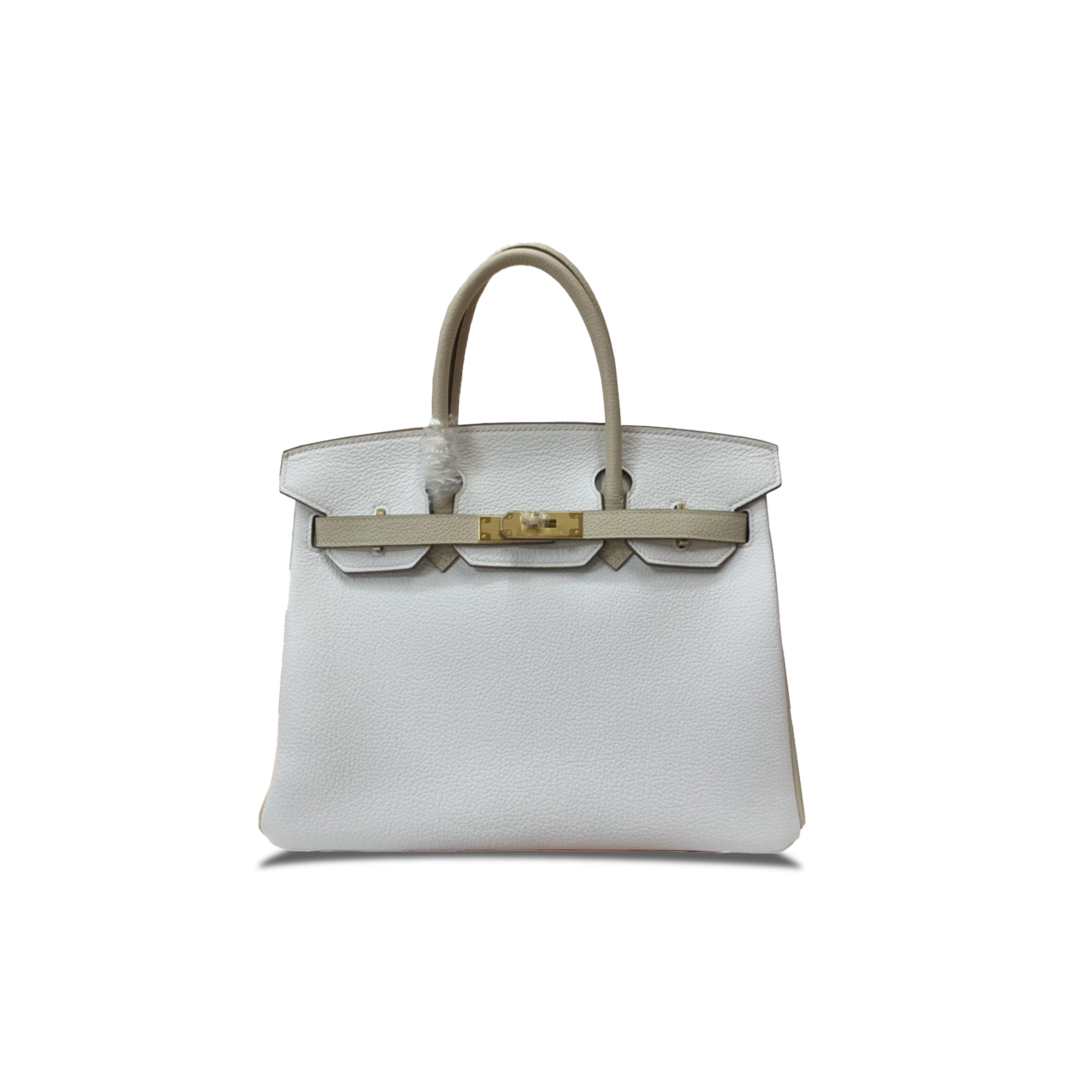 HERMES MASTER BIRKIN 30 TOGO LEATHER PURE WHITE MILKSHAKE WHITE GOLD BUCKLE HANDBAG 90252991 (30*23*15cm)